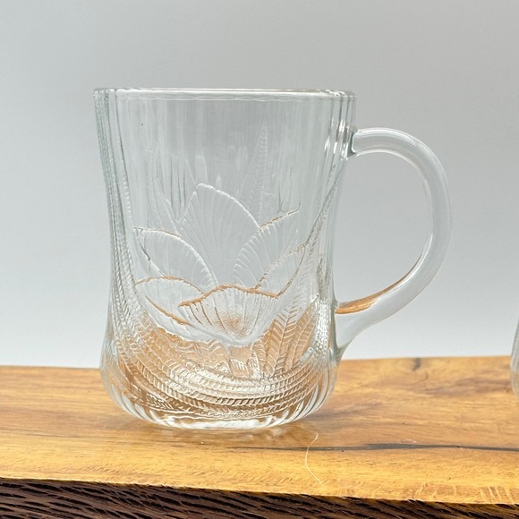 Arcoroc Other - Arcoroc France Canterbury Crocus Clear Glass Mugs Set of 4